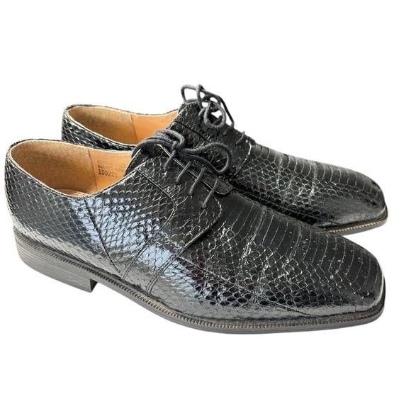 Giorgio Brutini Genuine Snakeskin Black Derby Dress Shoes Mens Size 11.5 Classic - Picture 10 of 16
